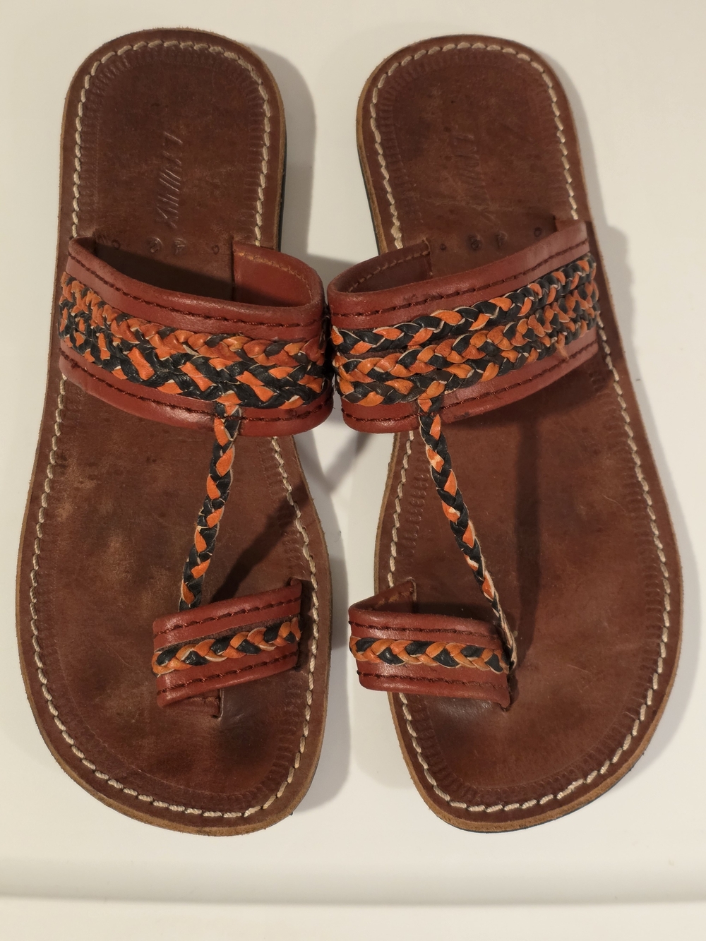 Braided Leather Toe-Ring Sandals